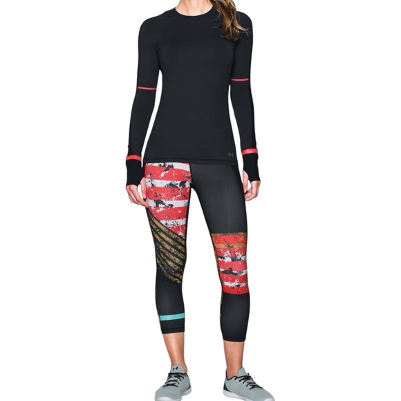Under Armour Leggings Women's Size Small Mirror‎ Hi-Rise Black/Multi Crop - Picture 5 of 9
